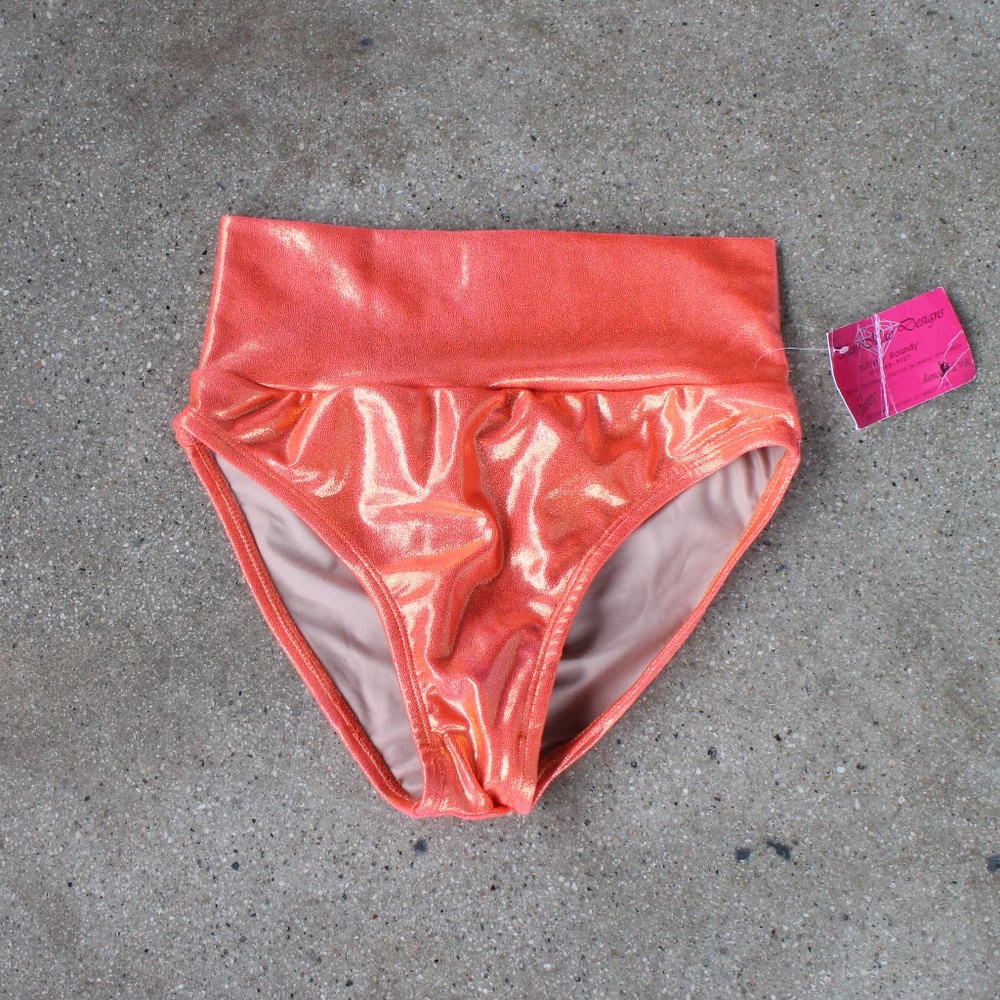NWT High Waisted Orange Booty Swim Bikini Bottom